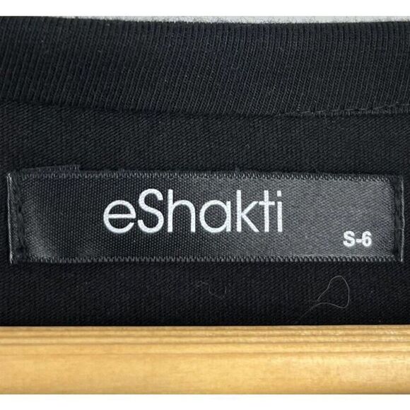 eShakti Dress Size Small Womens Black Ruched Round Neck Sheath Cotton Stretch - Picture 4 of 8